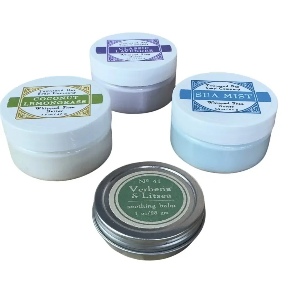 Townsend Bay Soap Company Whipped Shea Butter 1.5‎ oz Set of 3 & 1 Soothing Balm